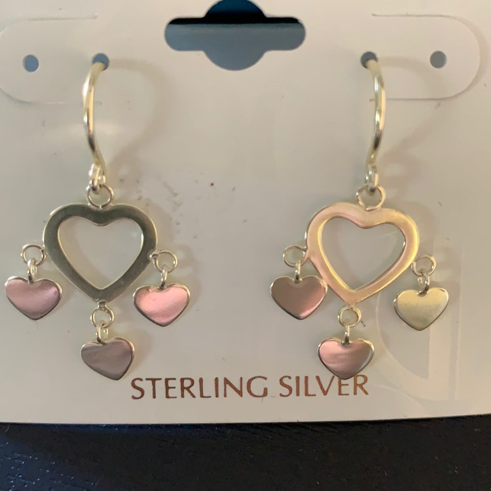 Sterling silver dangle heart earrings adorable